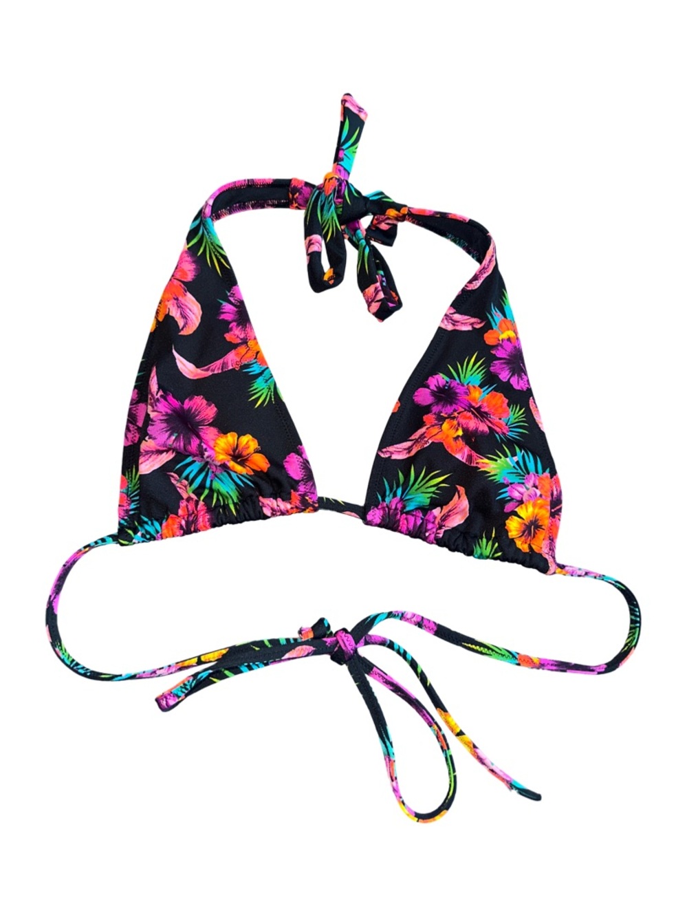PINK Victoria's Secret Black Floral Triangle Bikini Top